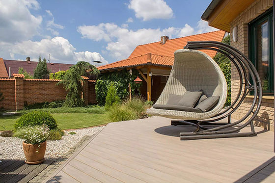 Projeto moderno da instalação fácil do Decking 18mm do jardim WPC do revestimento do quadro do couro cru