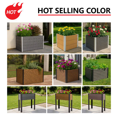 Cama de jardim elevada com pernas de metal para plantação de ervas vegetais ao ar livre