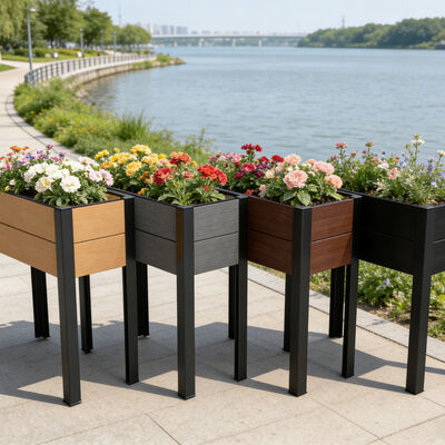 Cama de jardim moderna com resistência à água, ignífugo, ecológico, madeira plástica composta para o exterior