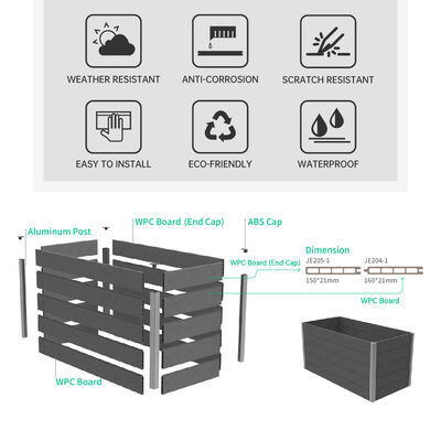 Canteiro Elevado para Jardim ao Ar Livre com Material Ecológico à Prova d'Água e Retardante de Fogo para Plantio no Quintal