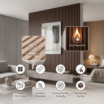 Moderno painel de parede interior de WPC Design de flutuamento de grãos de madeira para sala de estar e quarto