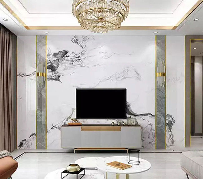 Painéis de mármore UV da folha decorativa interior impermeável do mármore do PVC 2mm - 5mm