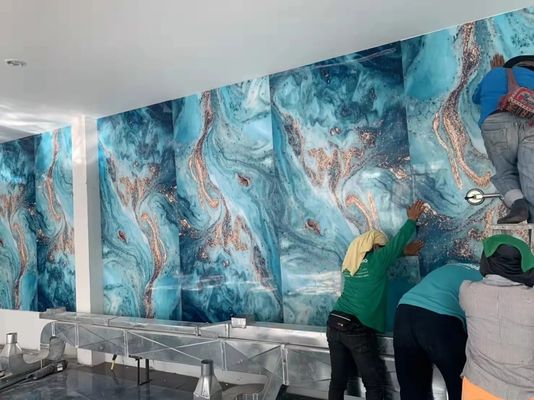 Painel UV do fundo da parede da decoração interior da folha do mármore do PVC do revestimento