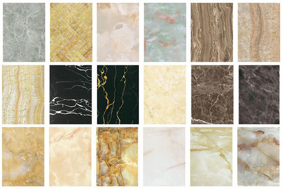 Decoração lustrosa alta luxuosa da parede interior da folha do mármore do PVC de 1220x2440mm 3mm