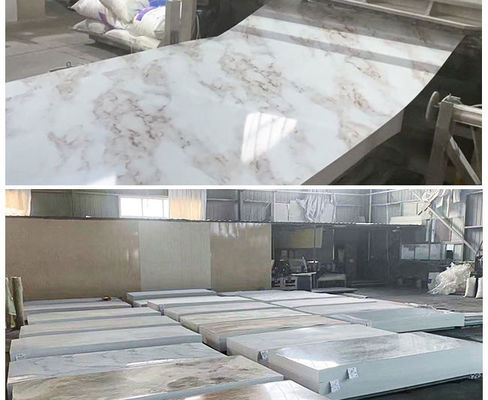Decoração lustrosa alta luxuosa da parede interior da folha do mármore do PVC de 1220x2440mm 3mm