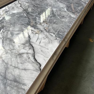 Texto de Mármore Brilhante Alto Painel de Parede WPC Bambú Carvão de Madeira Veneer PVC Folha de Mármore