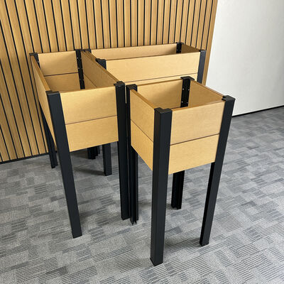 Cama de jardim elevada com pernas de metal para plantação de ervas vegetais ao ar livre